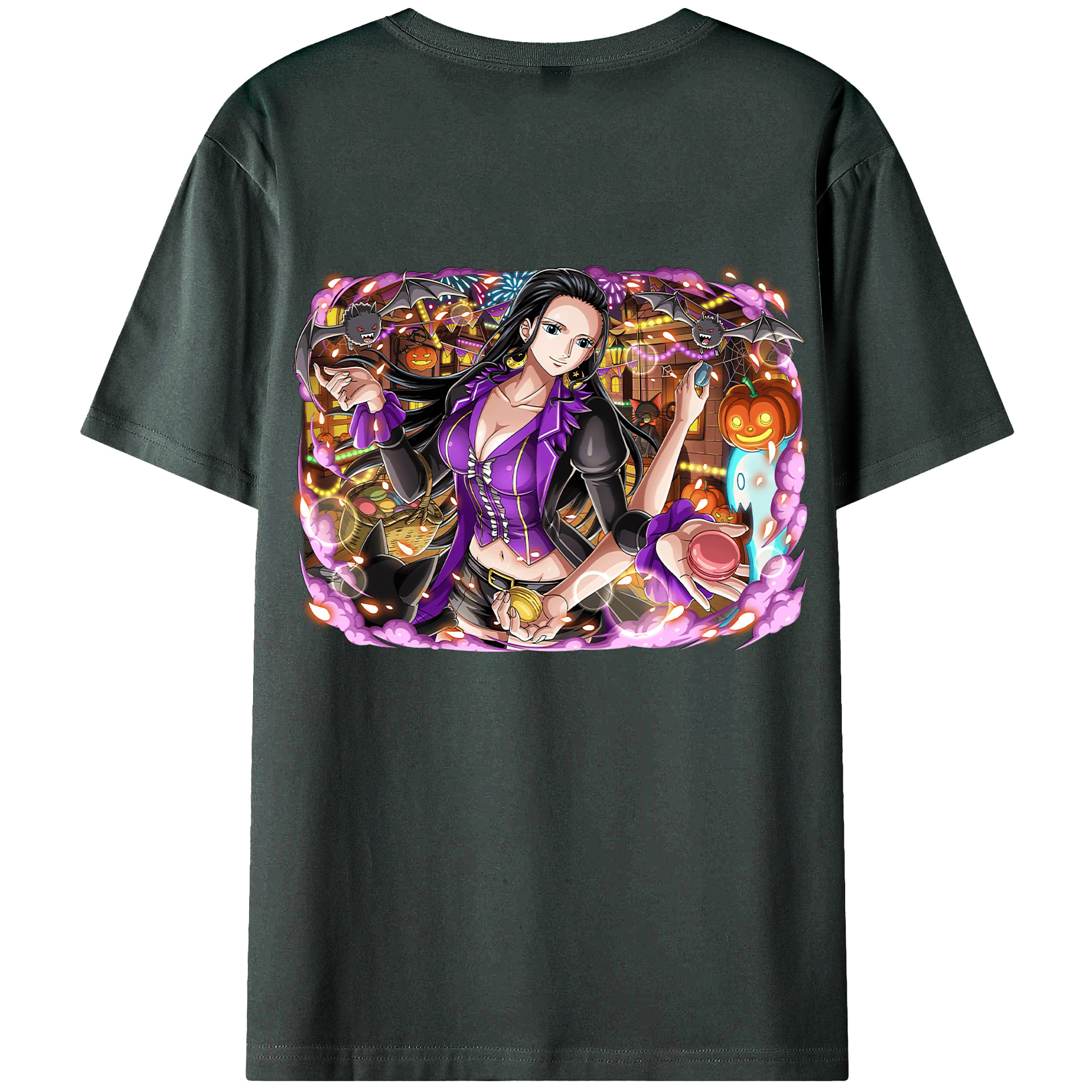 ワンピース ニコ・ロビン ONE PIECE Nico Robin 綿100％ メンズ半袖Tシャツ（バックプリント） 通気性